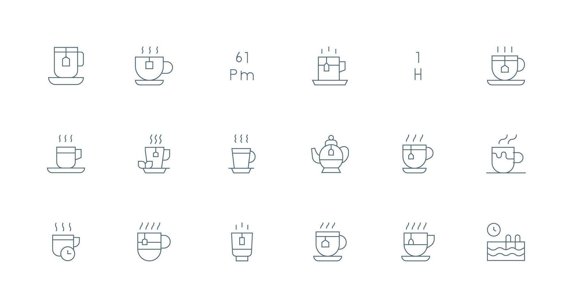 Afternoon Icon Set with 18 Minimal Line Graphics Functional Icon Series vector
