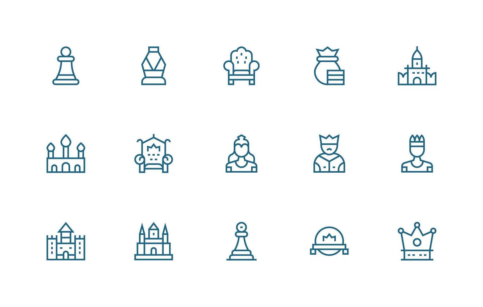 Royal featuring 15 Icons in Regular Line Design UI-Ready Icon Collection vector