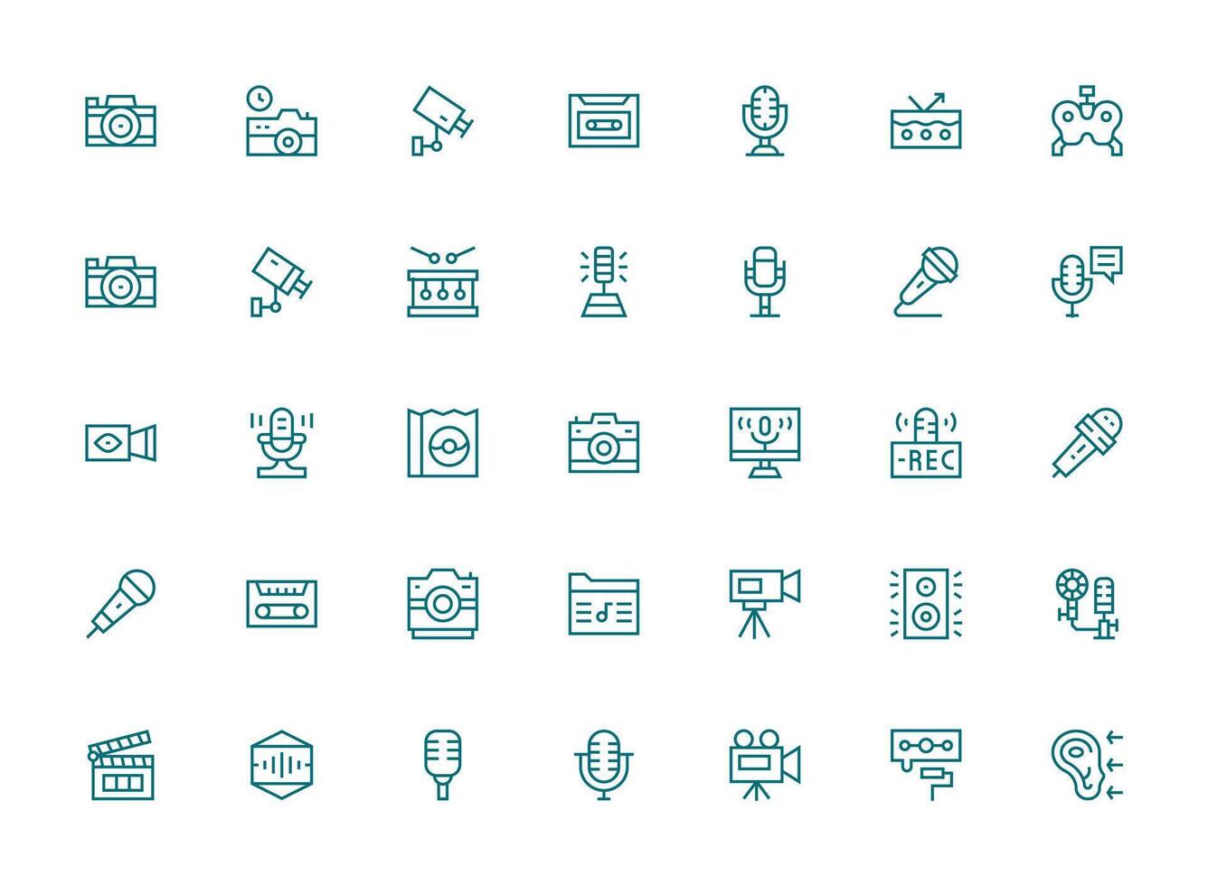35 Icons for Recording in Regular Clean Line Format Scalable Icon Pack vector