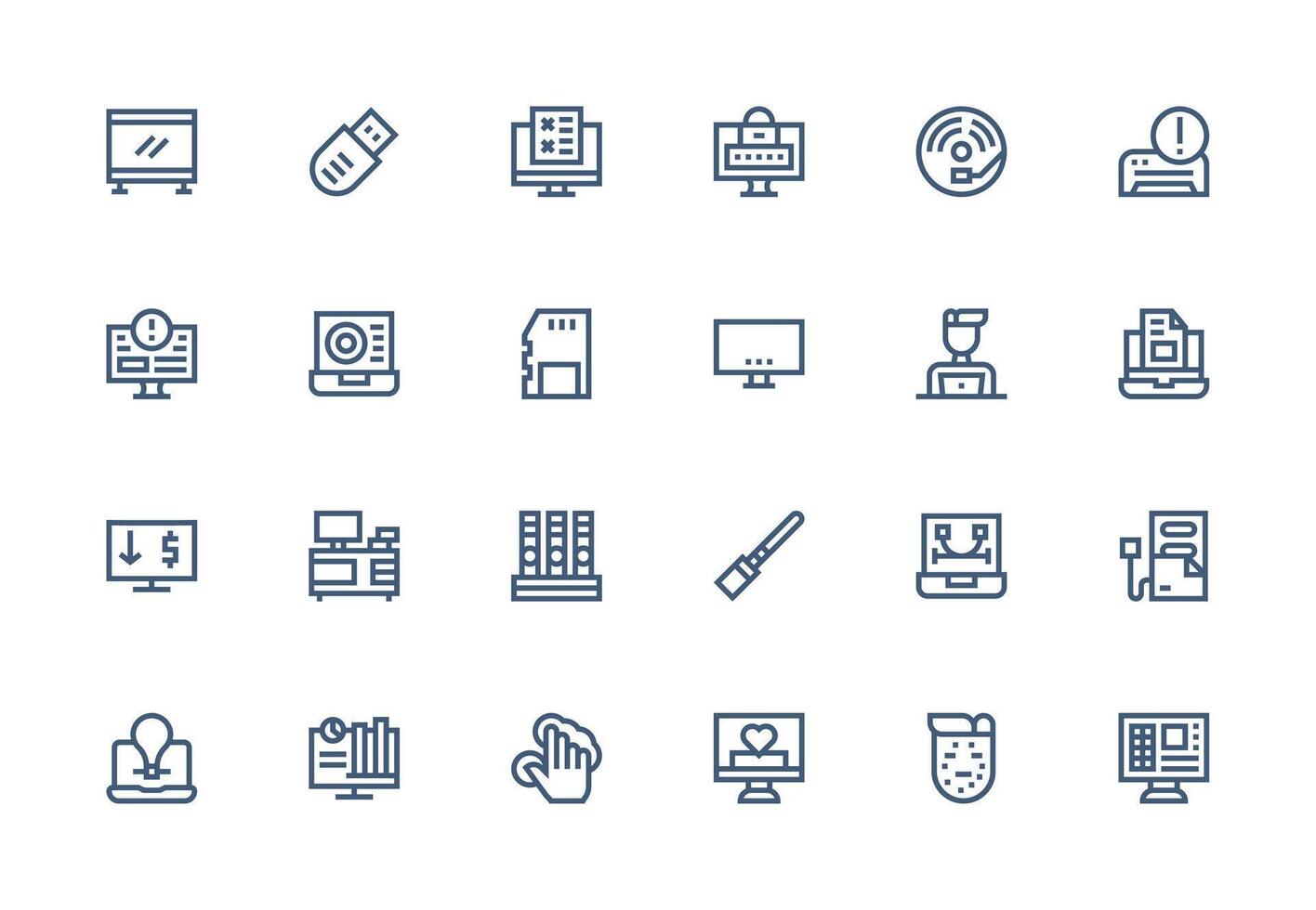 24 Thick Line Line Designs for Computer Icons Icon Set for Projects vector