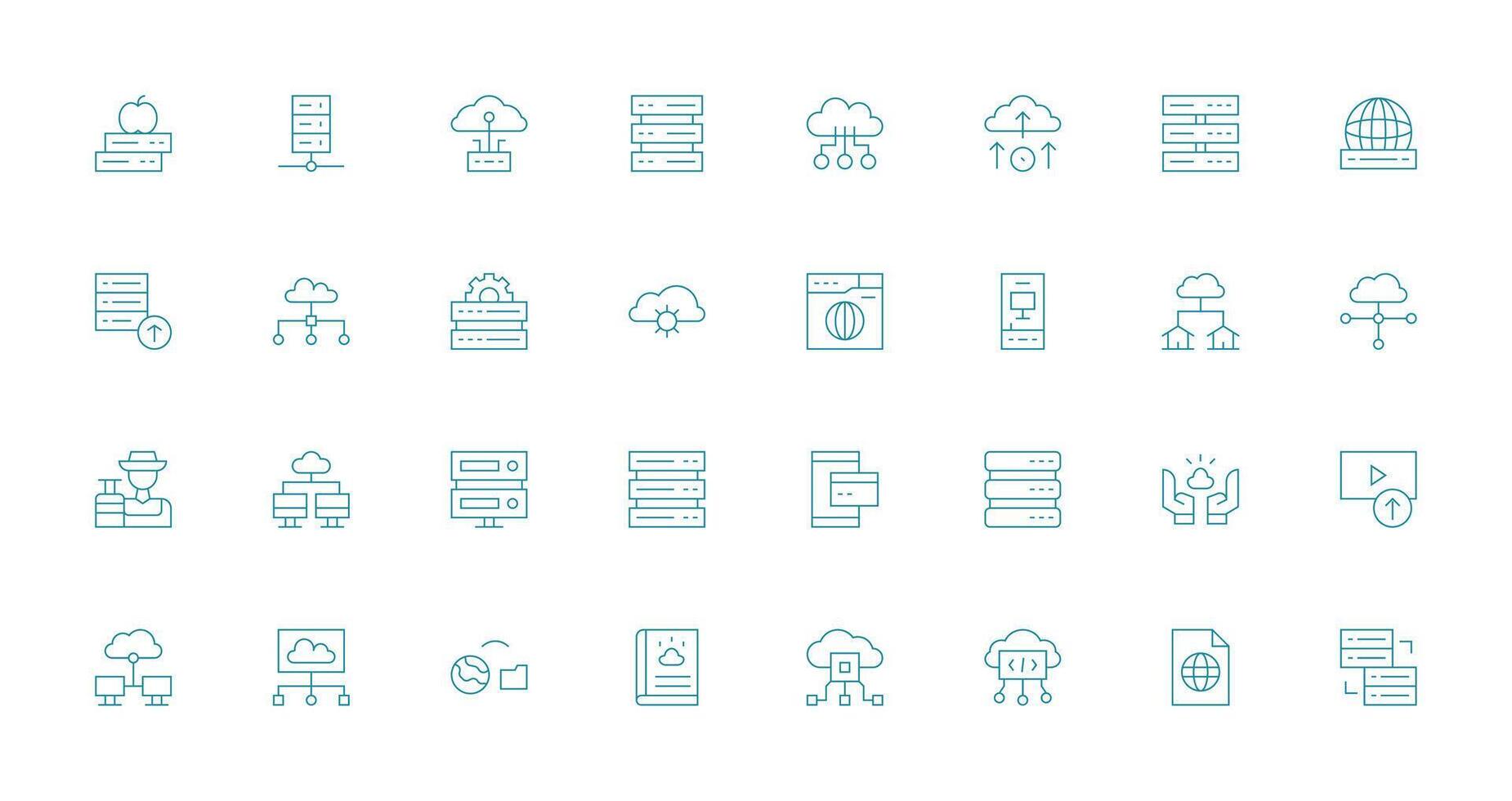 Thin Line Icons from Hosting Set with 32 Vectors Essential Icons for Rapid UI Building