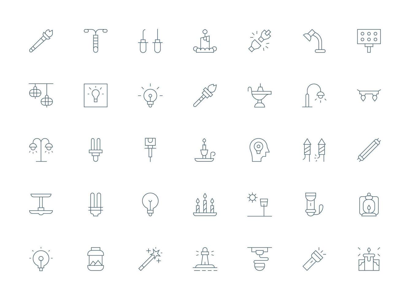 Light Line Icons from Illumination Set with 35 Vectors User Interface Icons for Digital Products