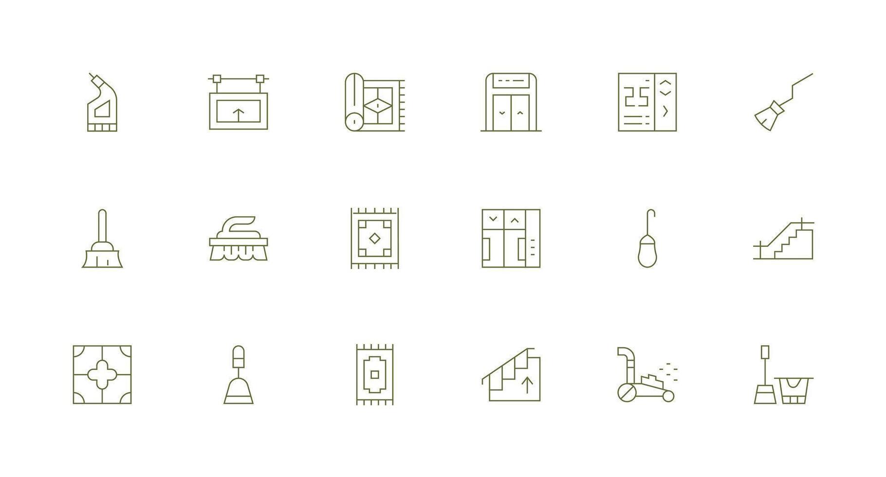 18 Minimal Line Style Icons from Floor Collection Reusable Icon Set vector
