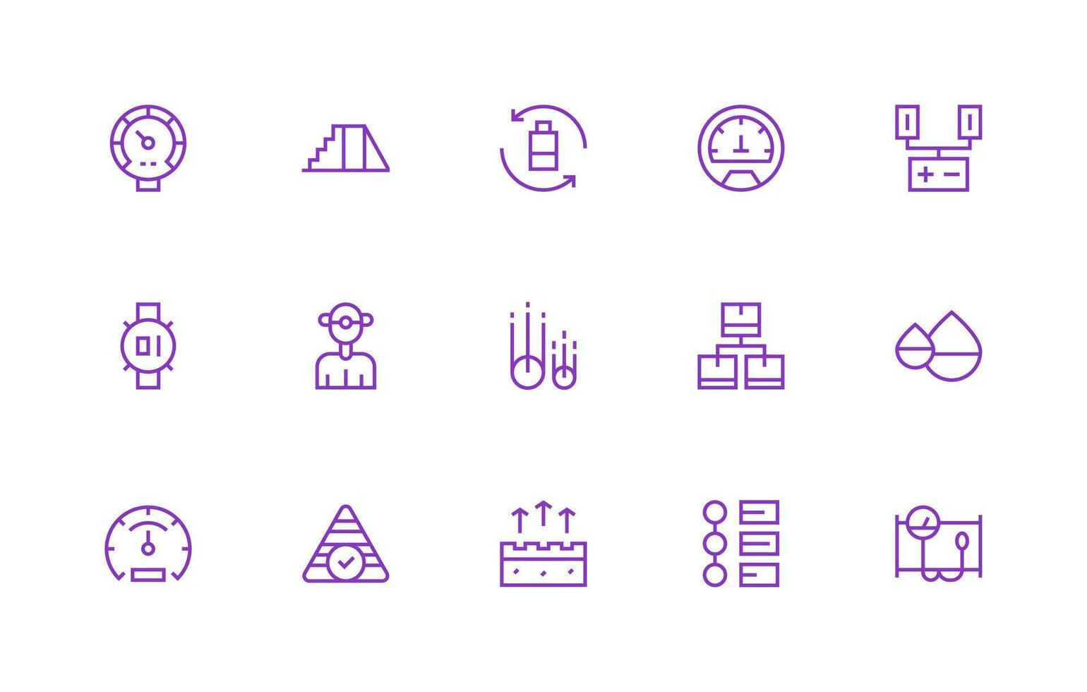 Regular Line Style Level Icons with 15 Vectors Minimal Icon Pack