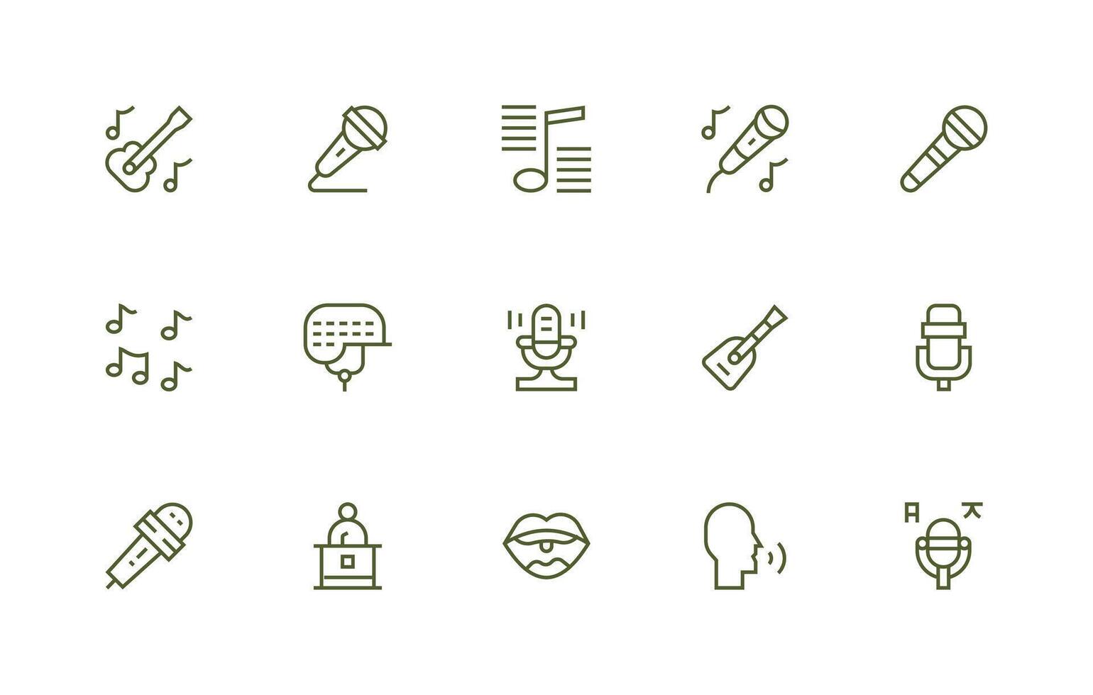 Vocal including 15 Regular Line Illustrations Well-Structured Icons for Creative Use vector
