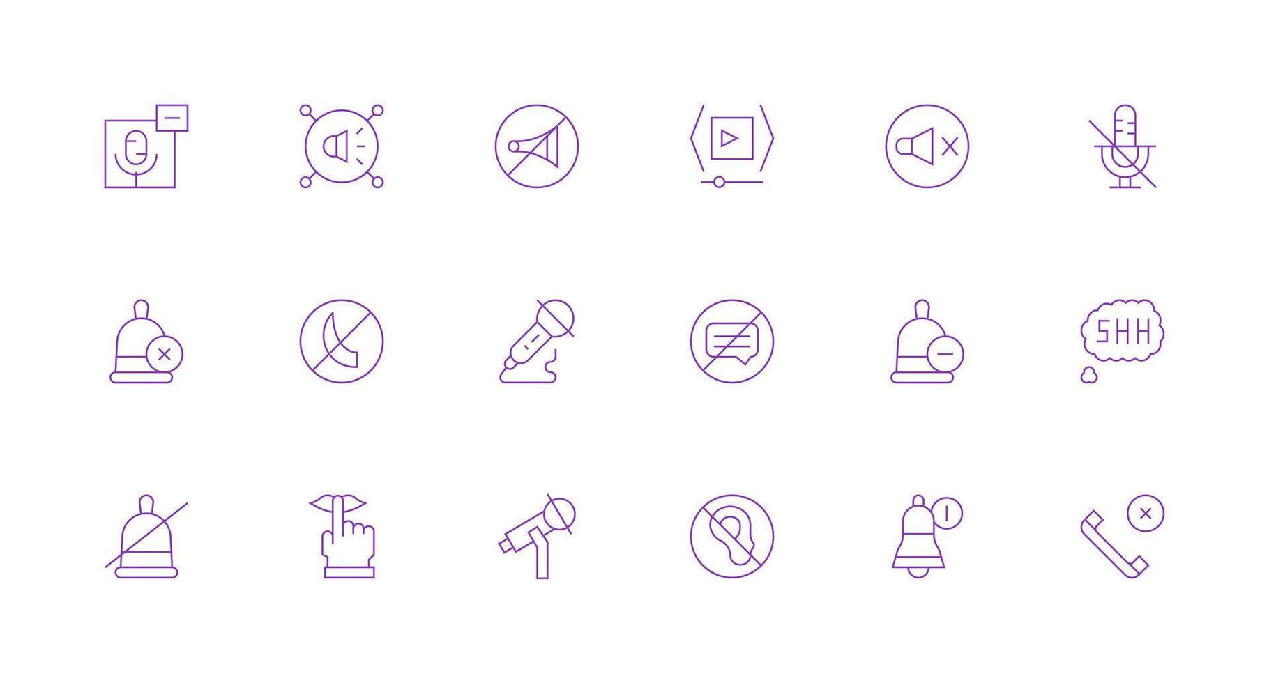18 Minimal Line Designs for Mute Icons Interface Icon Collection for Daily Projects vector