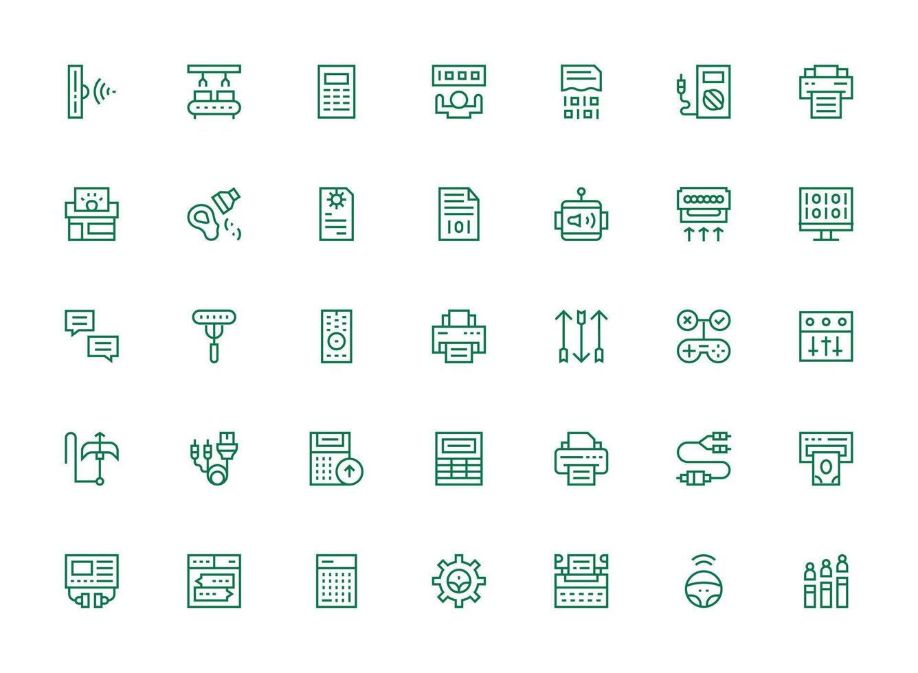 35 Regular Clean Line Style Icons from Output Collection Compact Icon Pack vector
