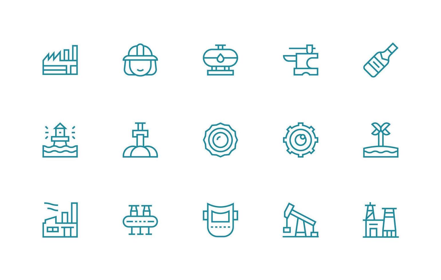 Industry Icon Collection with 15 Regular Line Designs Responsive Icon Set for Flexible Layouts vector
