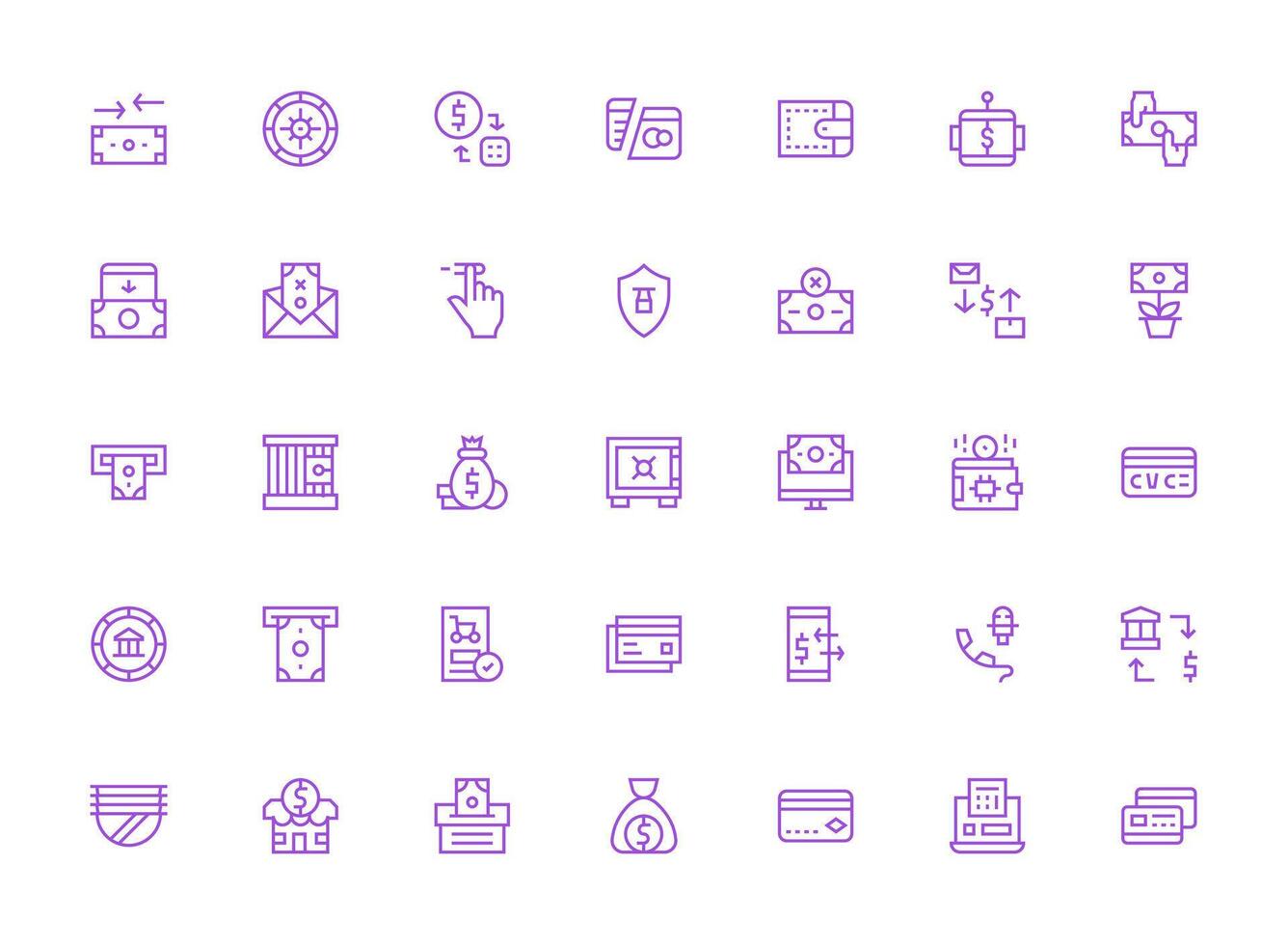 Banking Visual Pack containing 35 Regular Clean Line Icons User Interface Icons for Digital Products vector