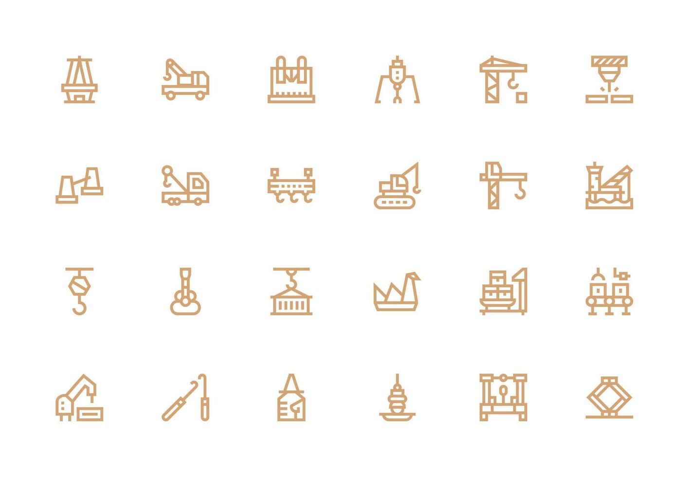 Thick Line Line Style Crane Icons with 24 Vectors Icons Built for Visual Consistency Pack