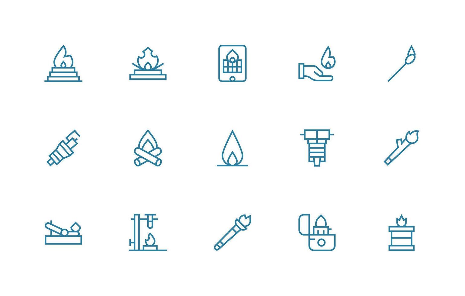 15 Regular Line Icons for Ignition Graphics Scalable Icons for Cross-Platform Interfaces vector