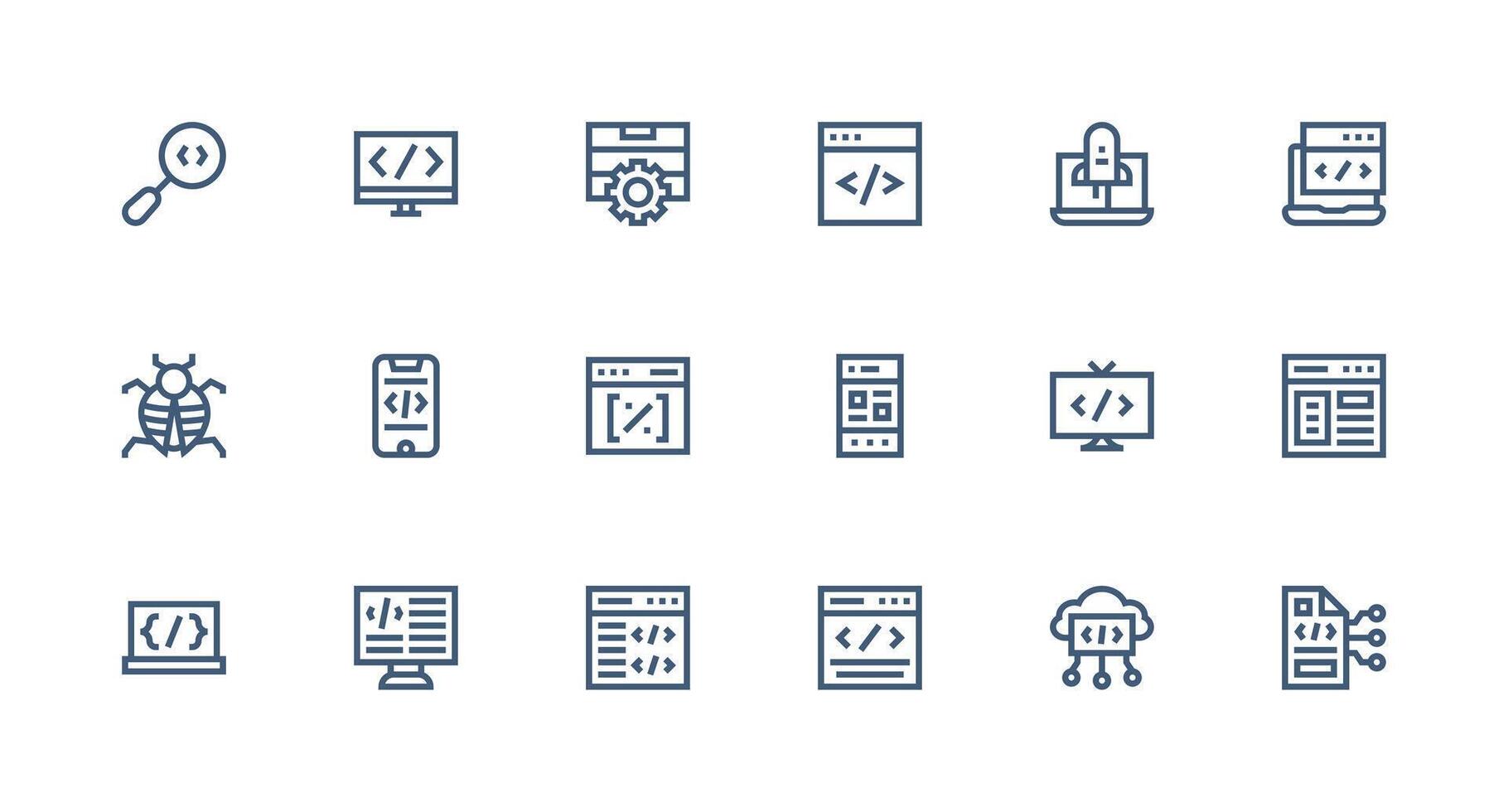 Coding Set with 18 Strong Stroke Line Icons Scalable Icon Pack vector