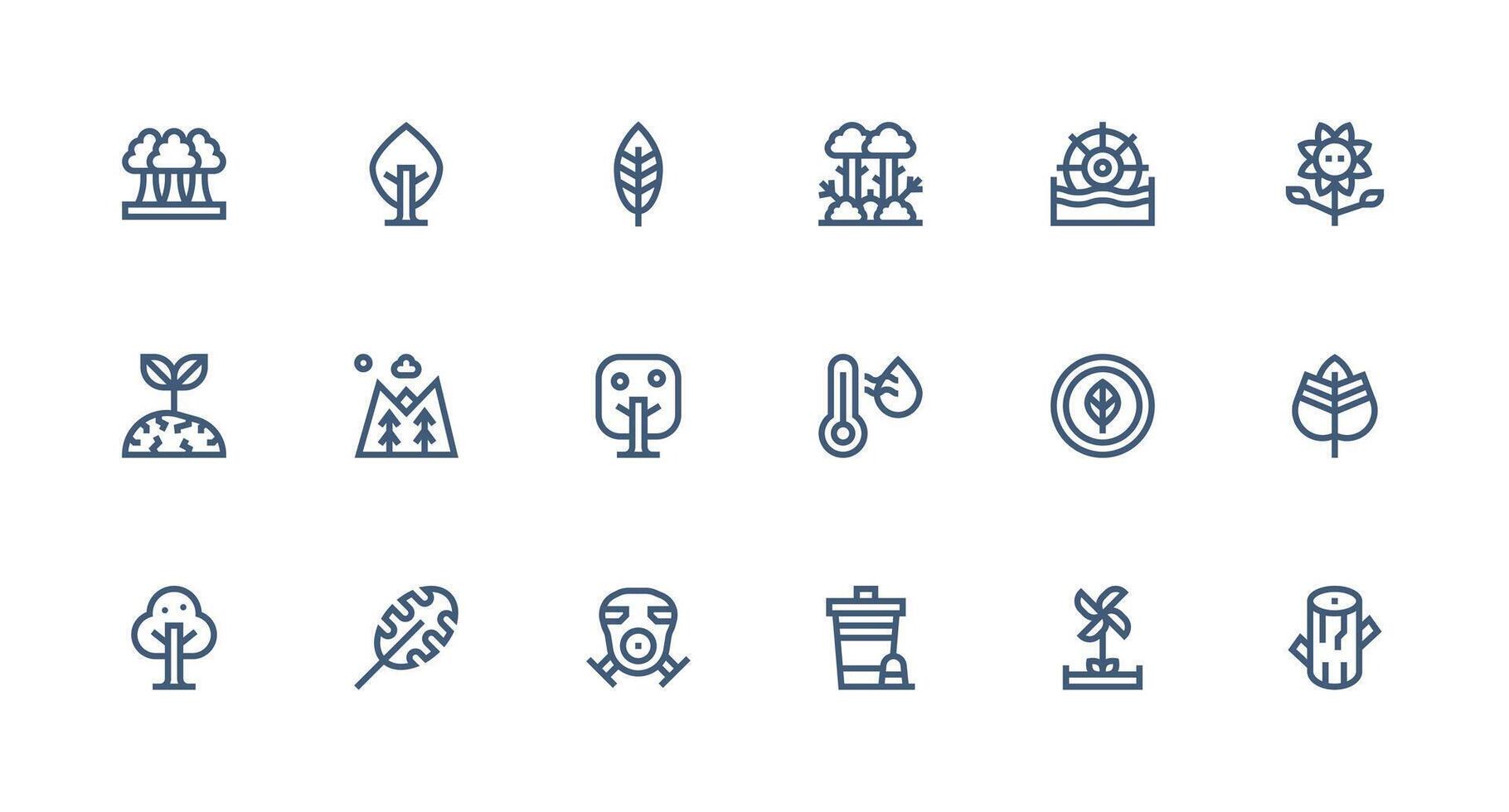 Strong Stroke Line Style Environment Icons with 18 Vectors Clean Set for Layout Prototypes