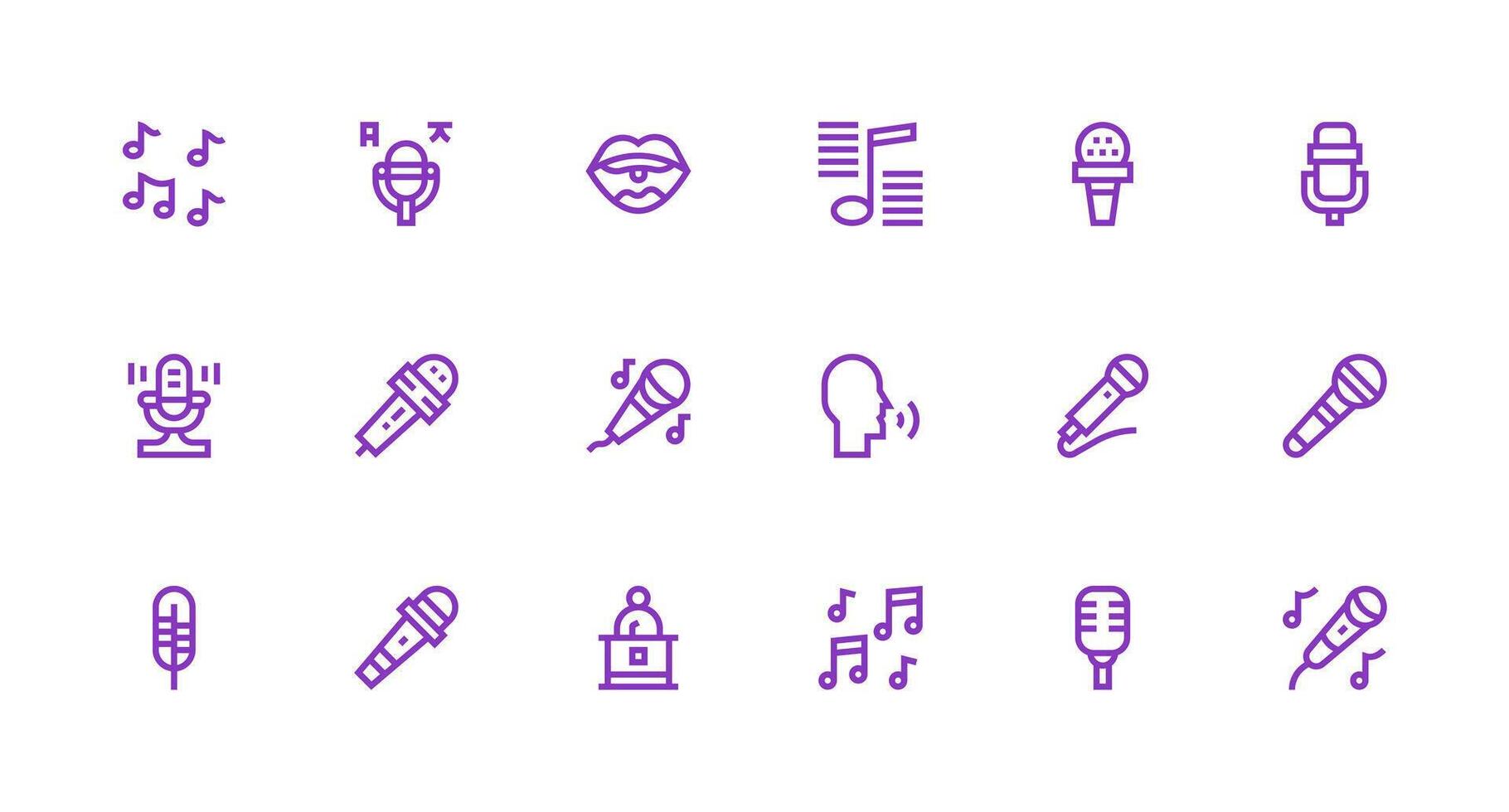 18 Icons for Vocal in Strong Stroke Line Format Well-Structured Icons for Creative Use vector