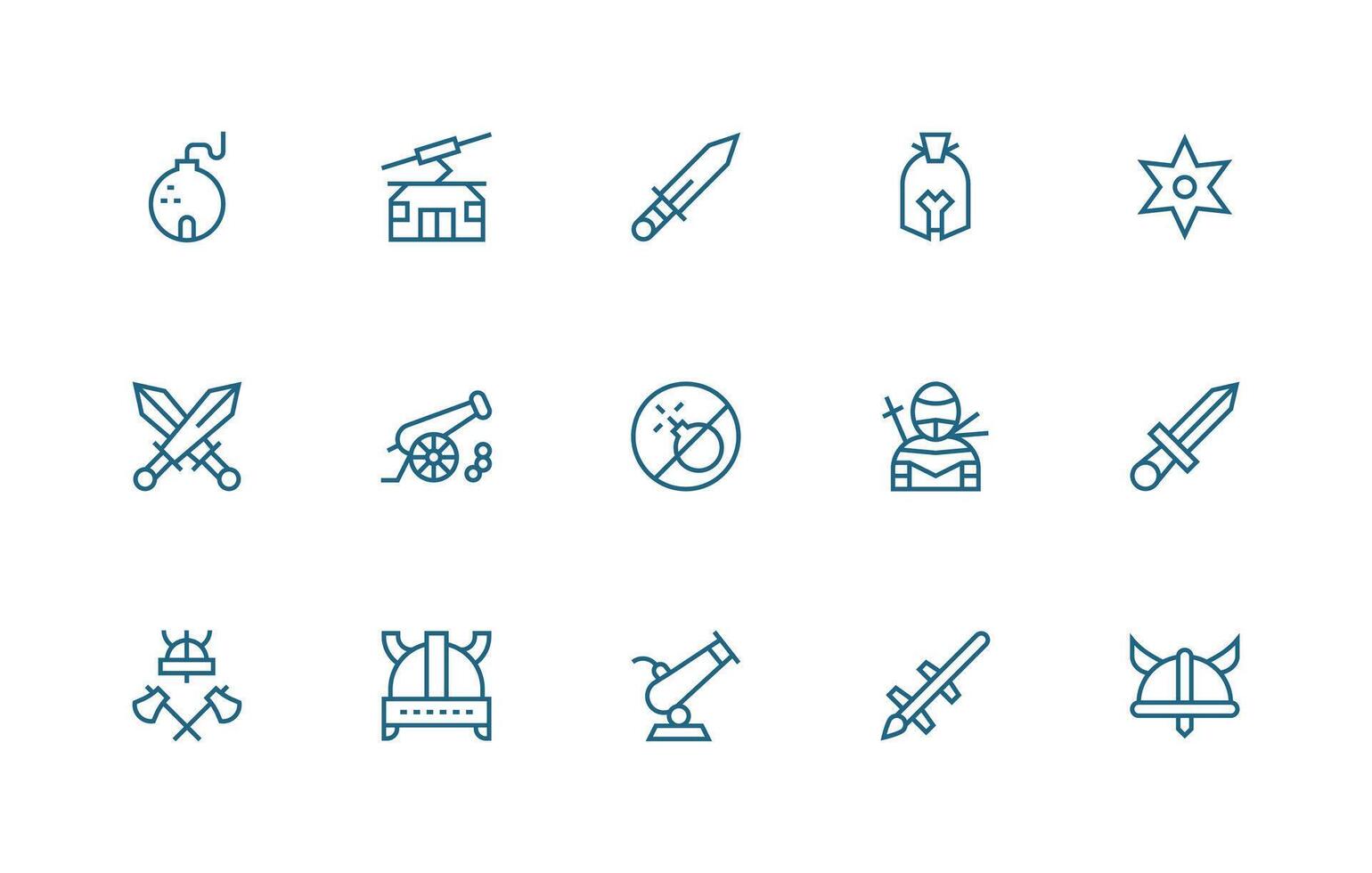 15 Regular Line Icons for Warfare Graphics User Interface Icons for Digital Products vector