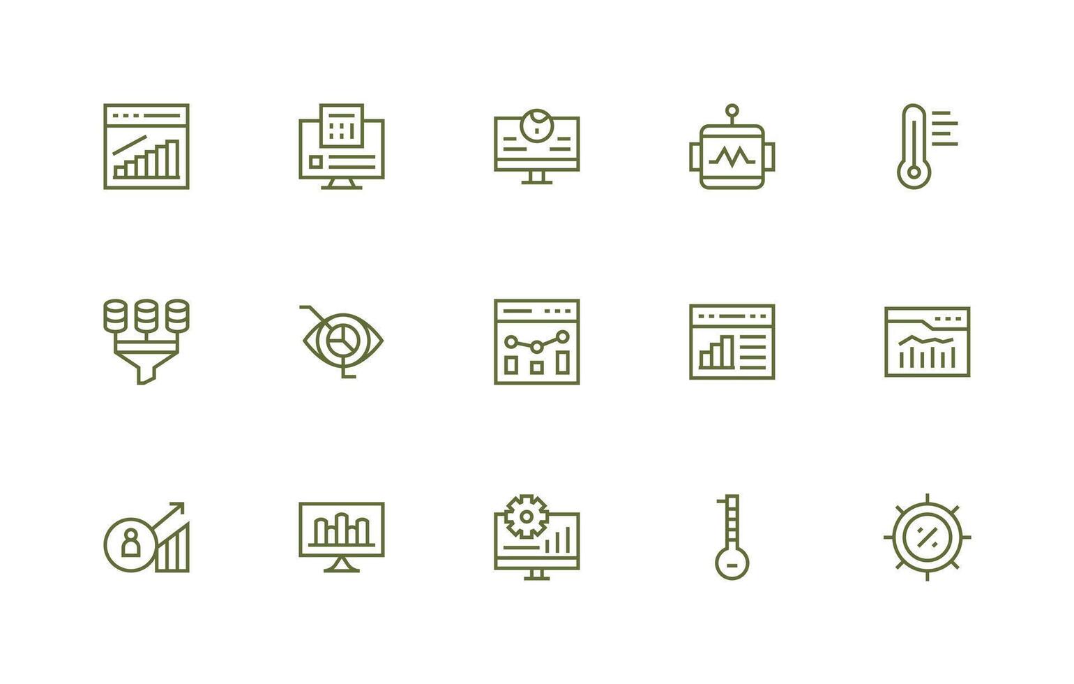 15 Regular Line Style Icons from Analytics Collection Essential Icons for Rapid UI Building vector