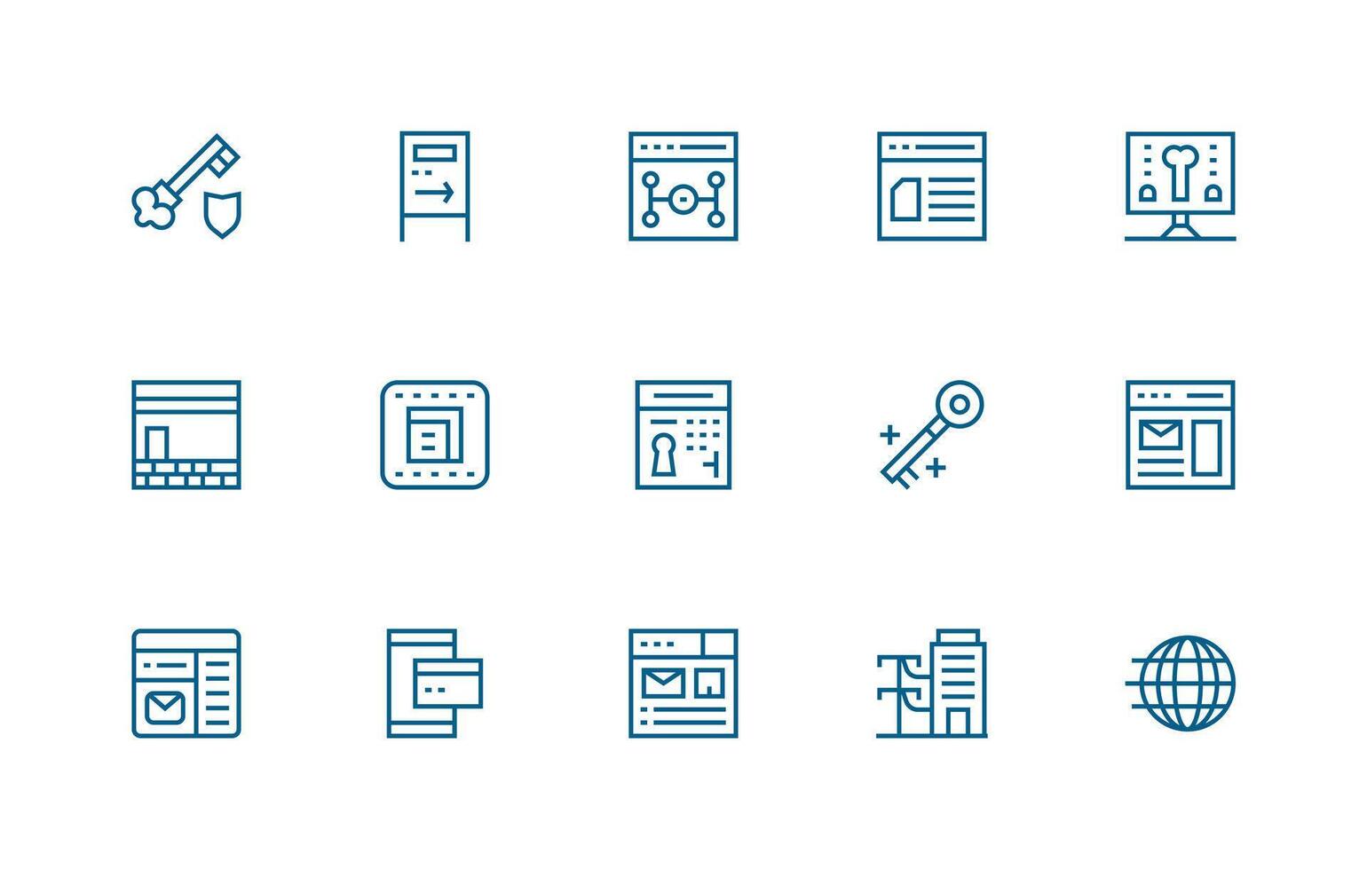 15 Icons for Portal in Regular Line Format All-Purpose Icon Design Pack vector