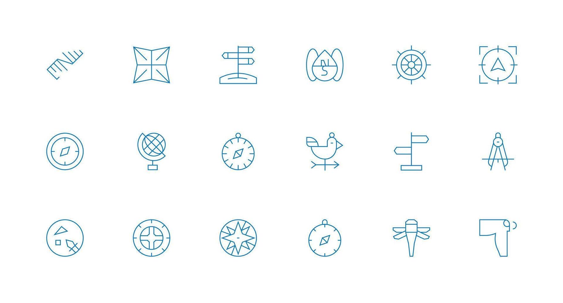 Minimal Line Icons from Compass Set with 18 Vectors Basic Icon Series