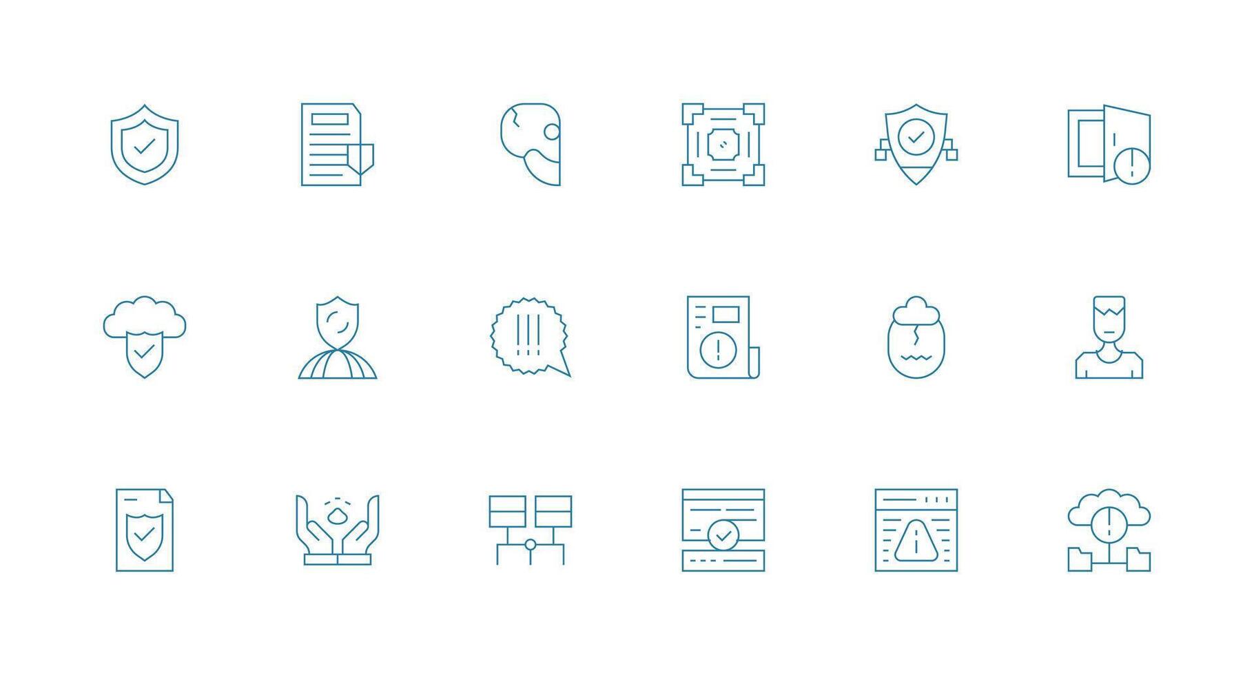 18 Icons for Data Integrity in Minimal Line Format Web Icon Collection vector