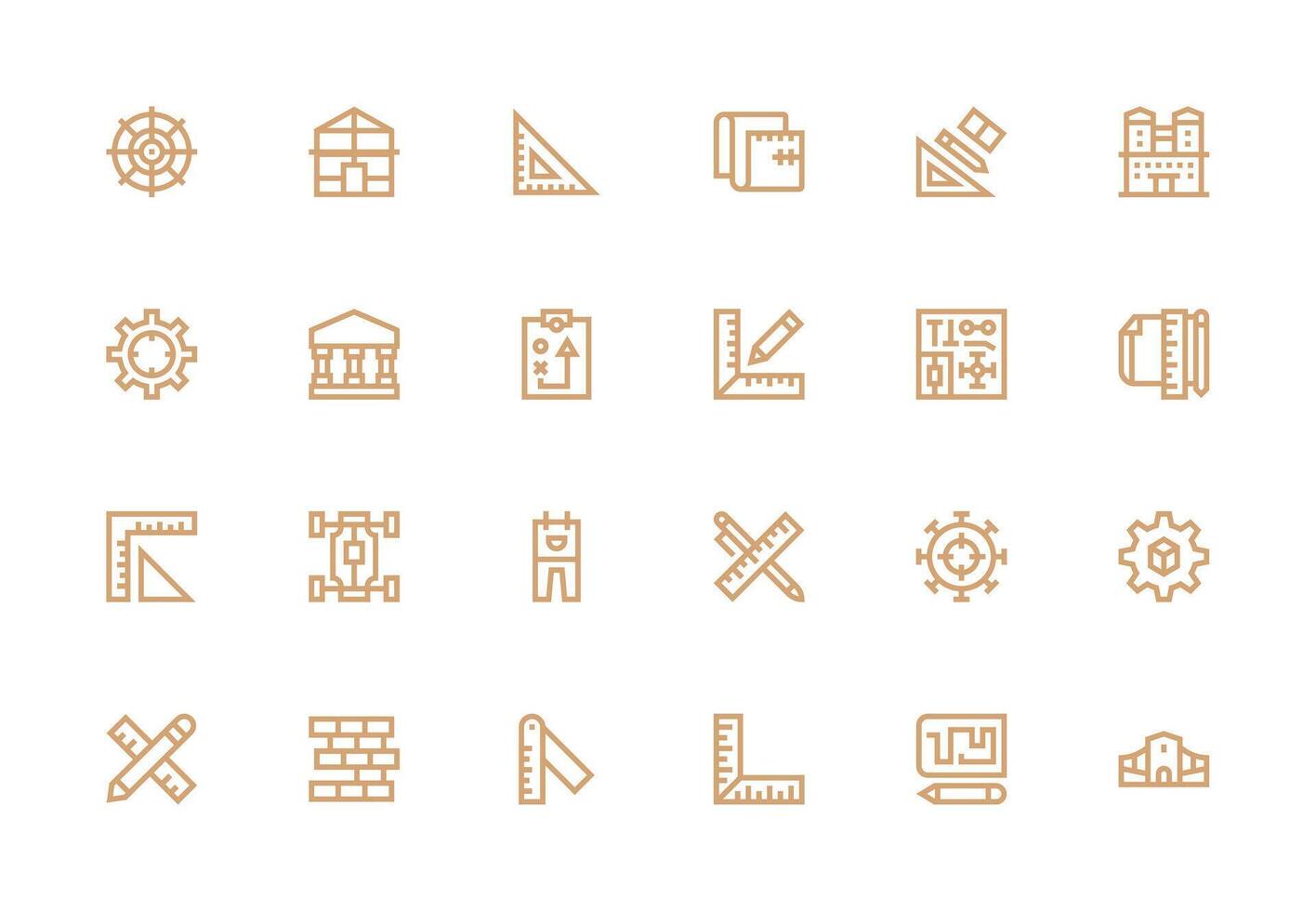 Blueprint Design Icons featuring 24 in Thick Line Line Style Simple Icons for Interface and Wireframes vector