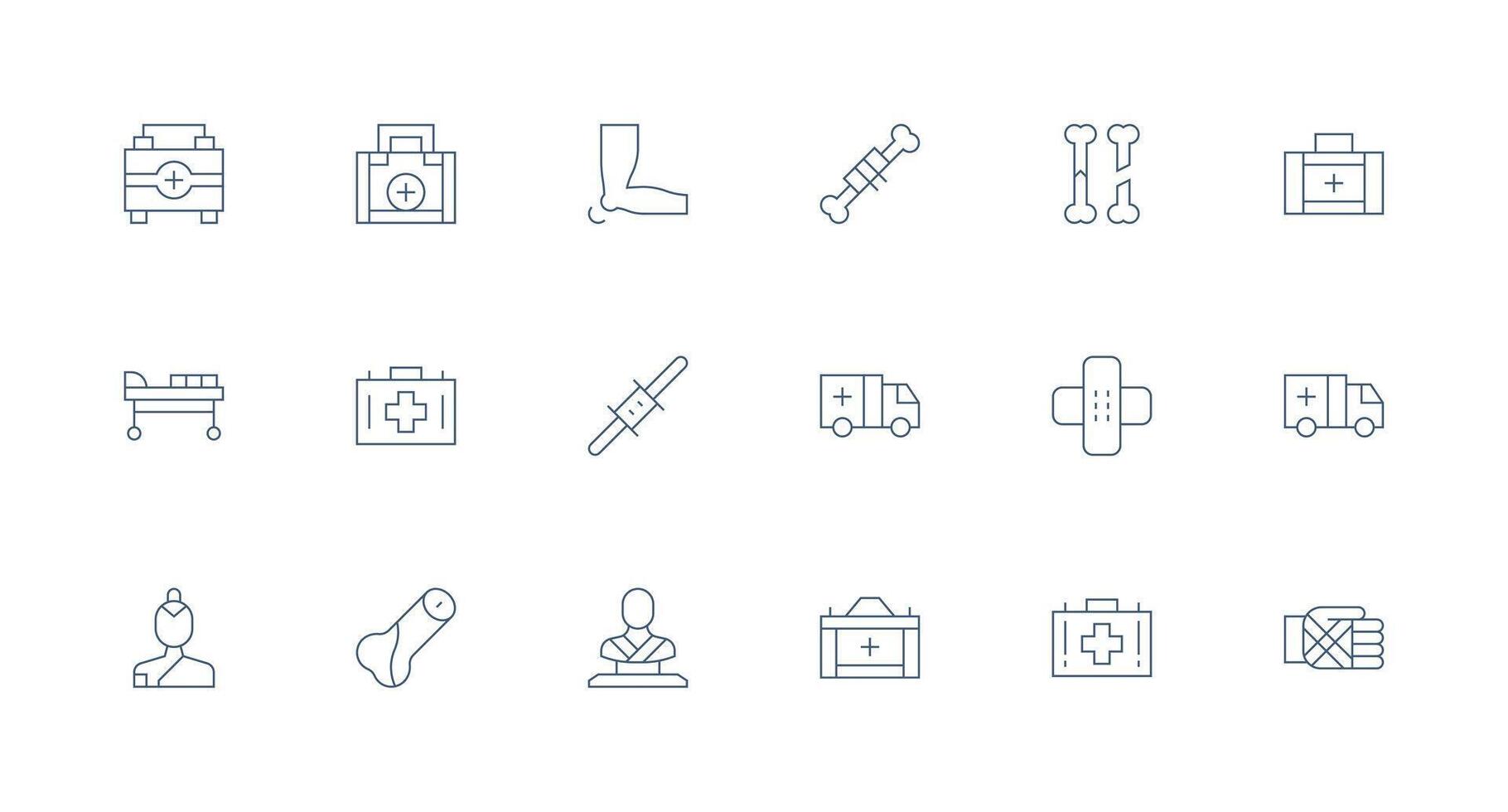 18 Icons for Trauma in Minimal Line Format Theme-Based Icon Pack vector