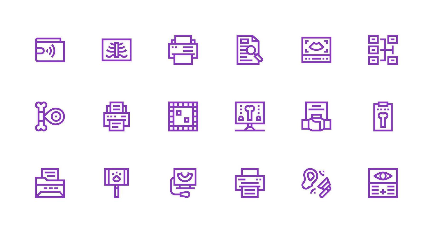 Strong Stroke Line Icons from Scan Set with 18 Vectors Flexible Icon System for Web Interfaces