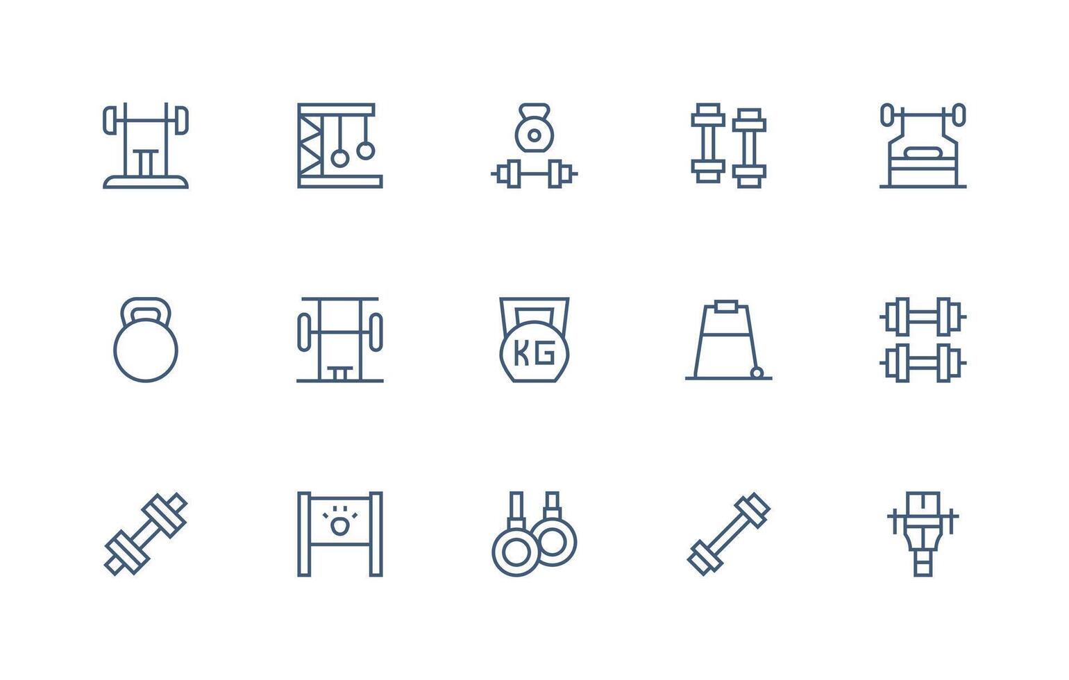 15 Icons for Bodybuilding in Regular Line Format Essential Icons for Rapid UI Building vector