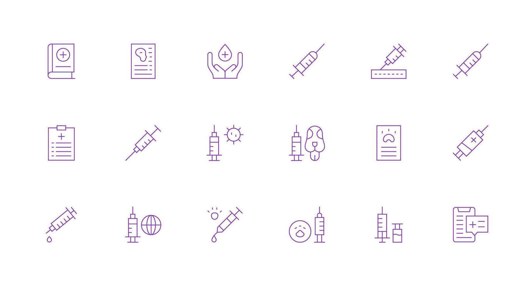 18 Icons for Immunization in Minimal Line Format Lightweight Icon Series for Fast Prototypes vector