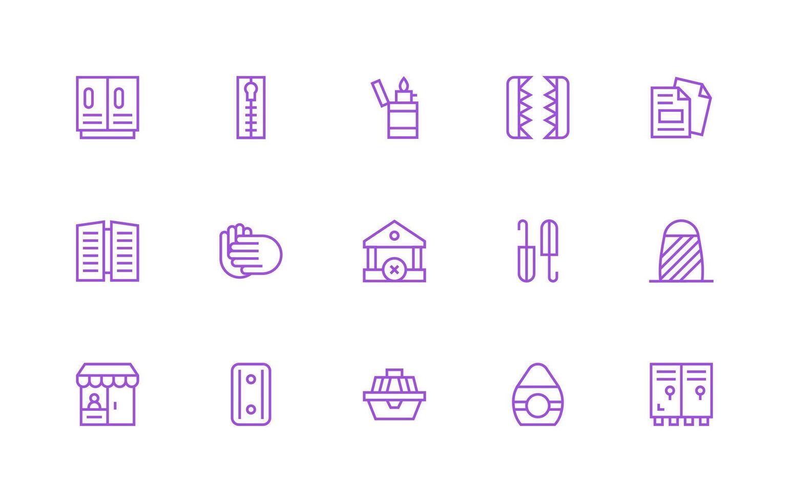 Regular Line Style Closed Icons with 15 Vectors Web and App Icon Pack Collection