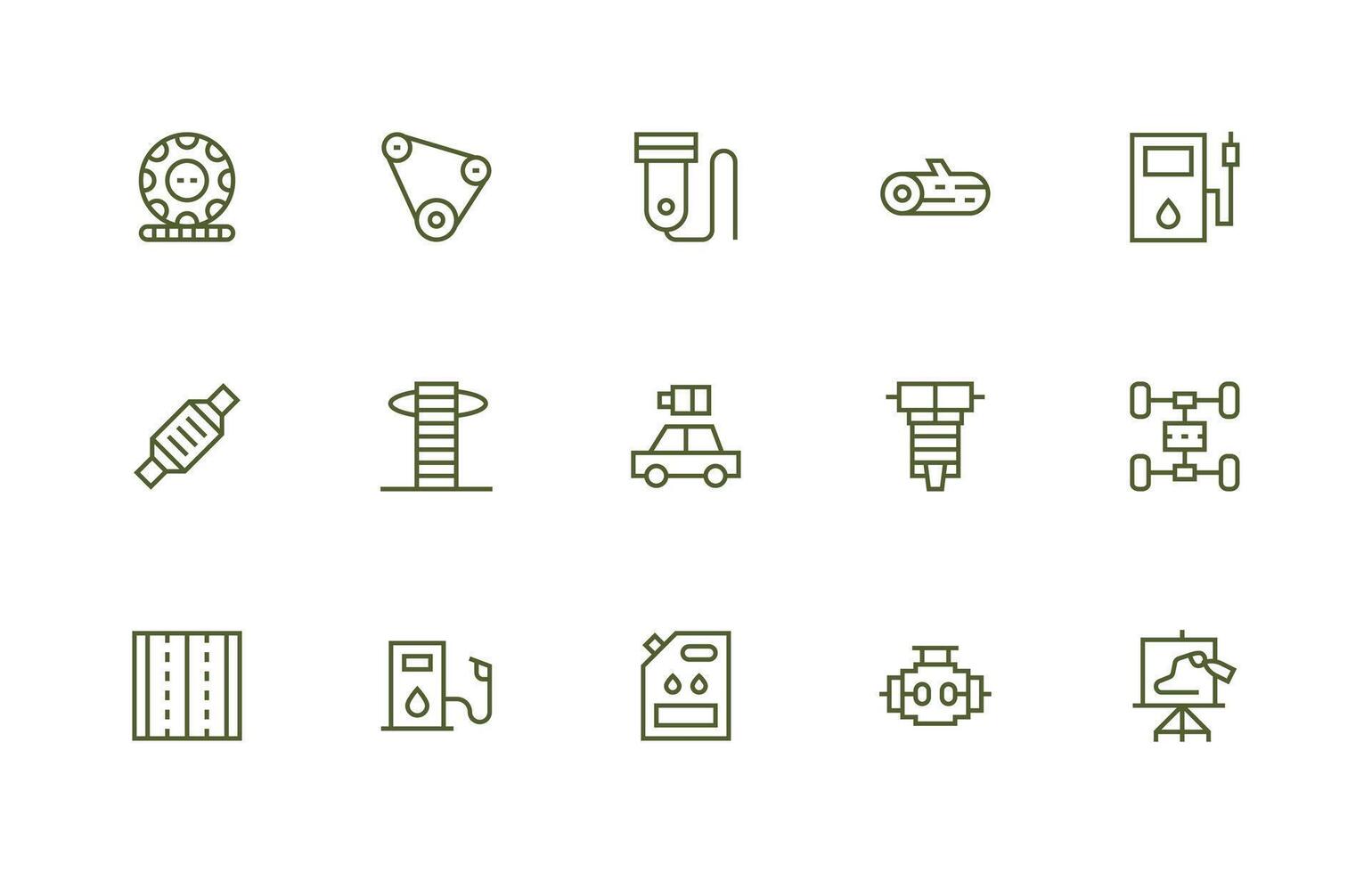 Motor Set with 15 Regular Line Icons All Device Compatible Icon Set vector