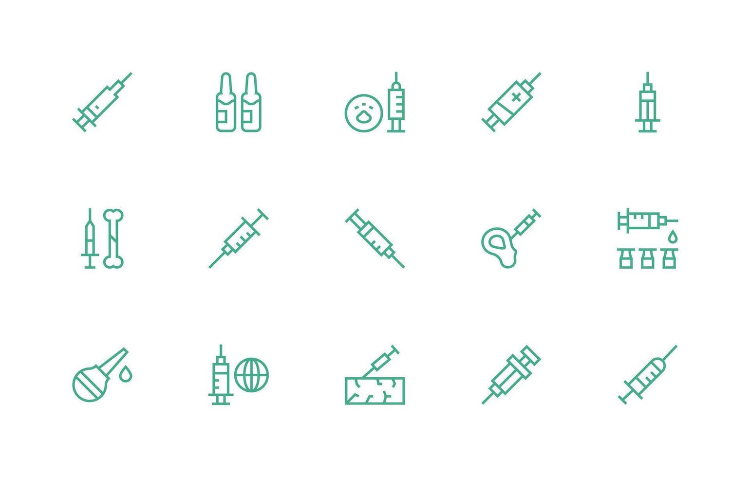 15 Icons for Syringe in Regular Line Format Web and App Icon Pack Collection vector