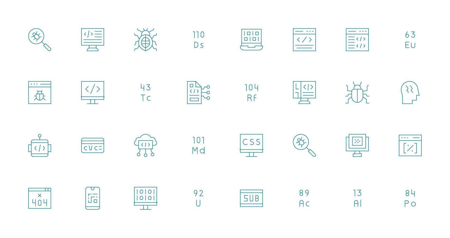 código conjunto con 32 Delgado línea íconos limpiar conjunto para diseño prototipos vector