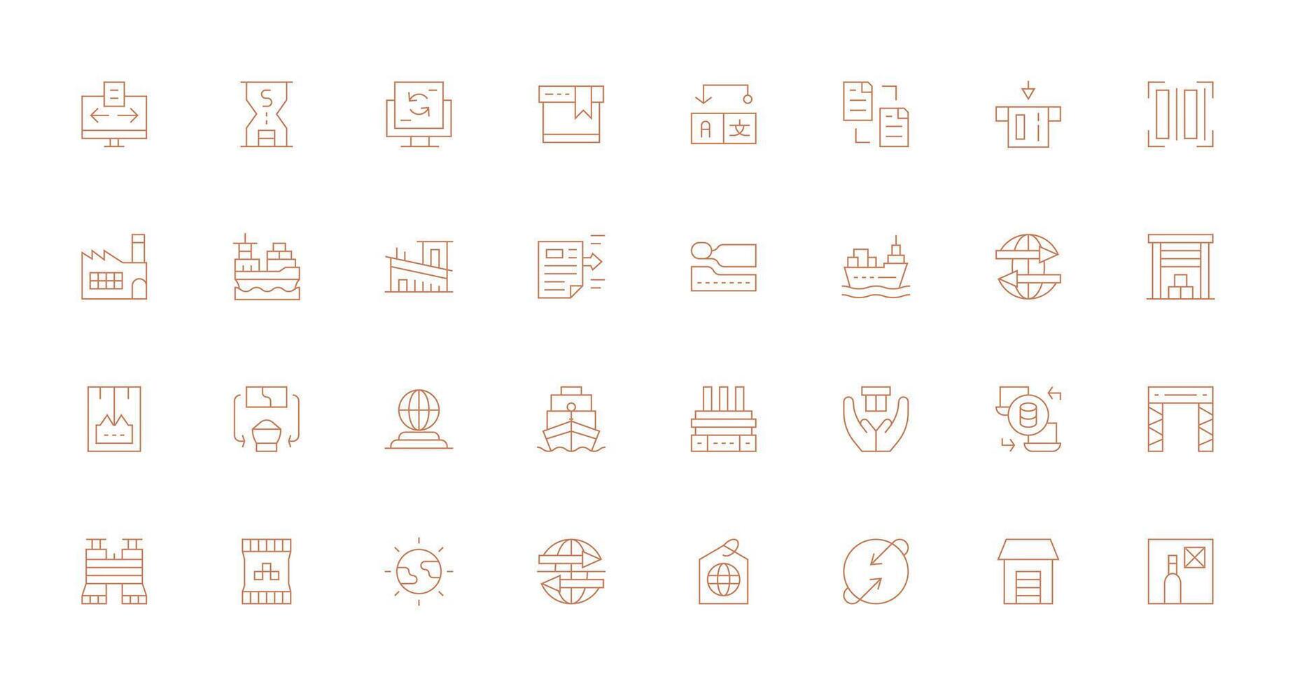 Thin Line Style Export Icons with 32 Vectors Clean Icon Collection for Web Use
