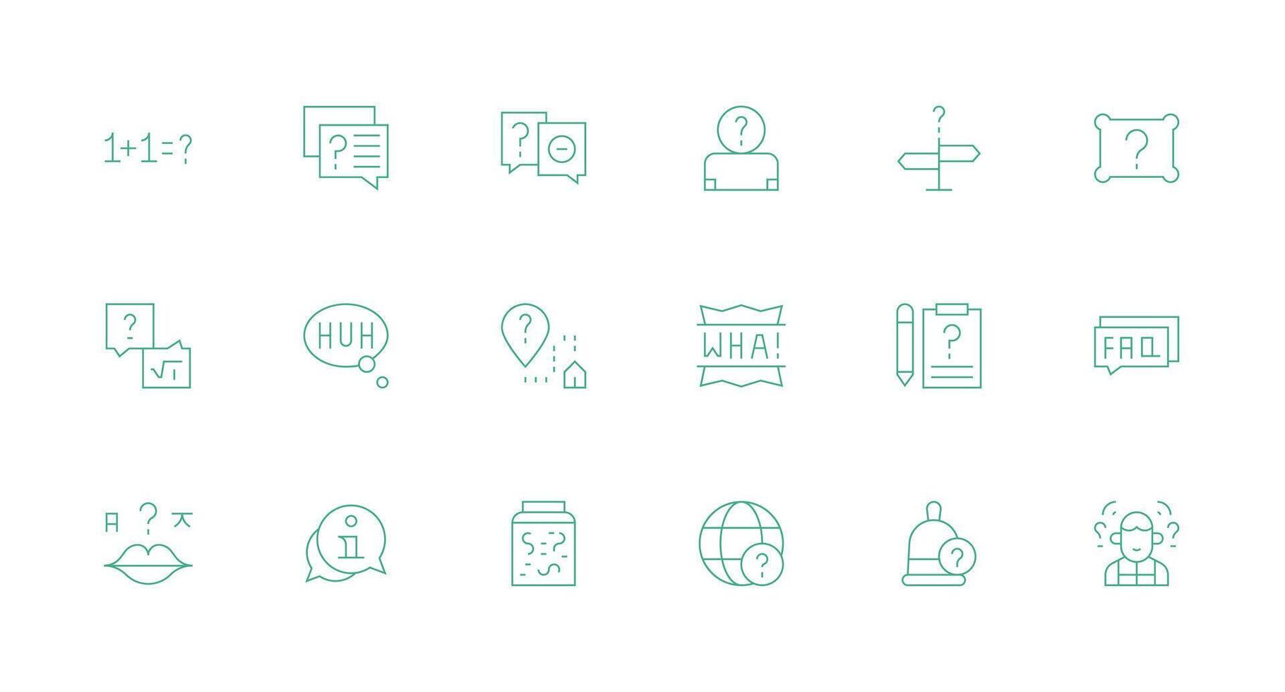 Question Mark featuring 18 Icons in Minimal Line Design Neutral Style Icons for Any Project vector