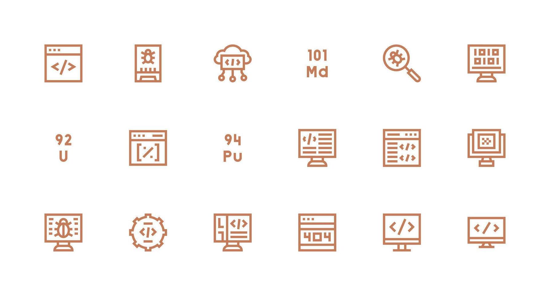 Code Visual Pack containing 18 Strong Stroke Line Icons Customizable Icon Series for Mobile Screens vector