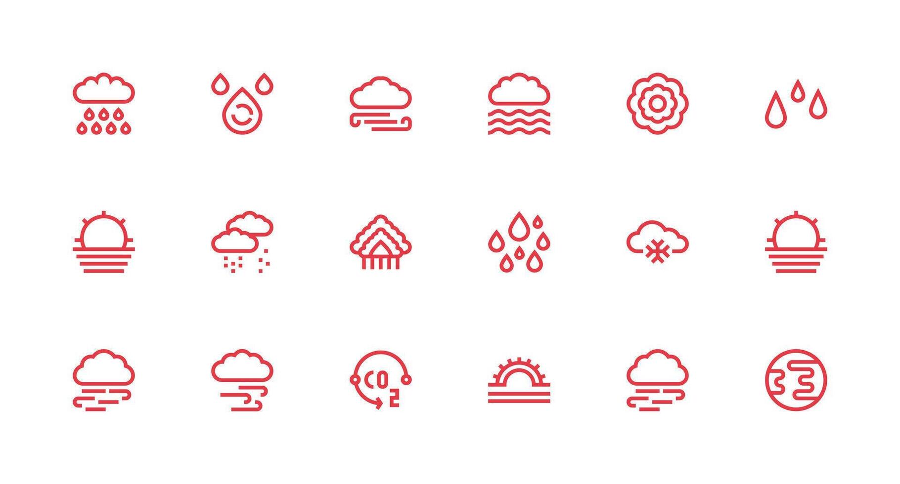 Strong Stroke Line Style Atmosphere Icons with 18 Vectors Customizable Icon Series for Mobile Screens