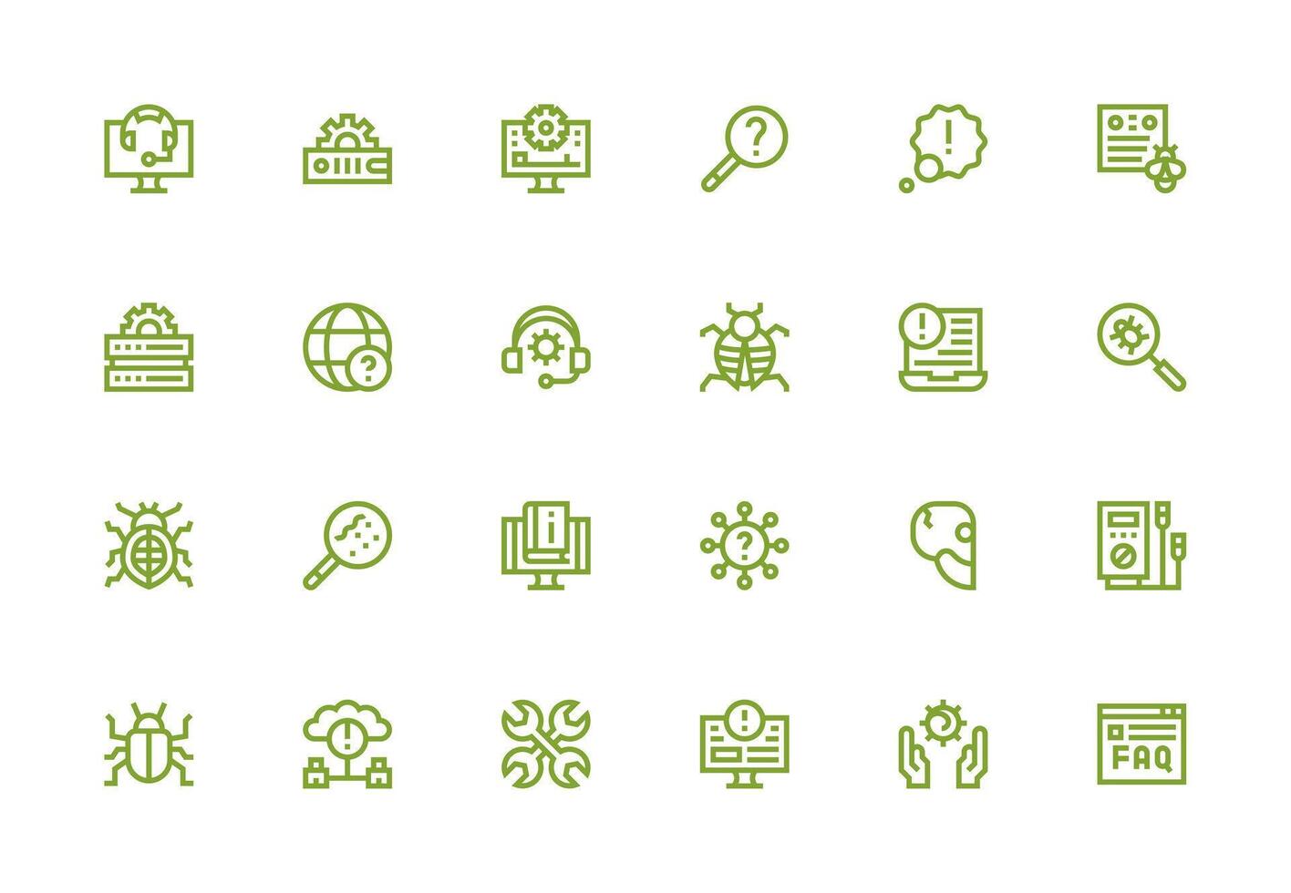 Thick Line Line Style Troubleshooting Icons with 24 Vectors Clear and Concise Icon Set Collection