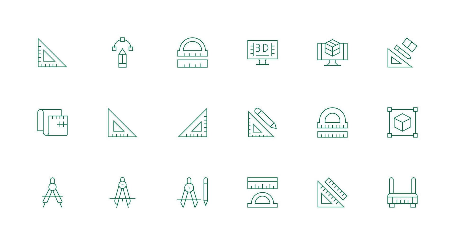 18 Icons for Cad in Minimal Line Format Essential Icon Set for Teams vector