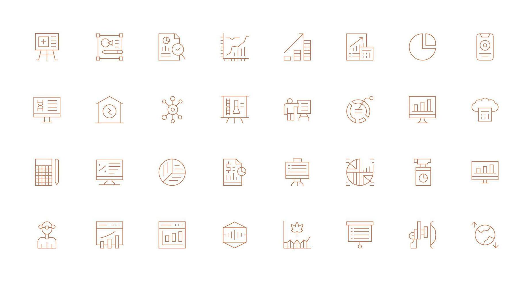 Graph Icon Set with 32 Thin Line Graphics Reusable Icon Set vector