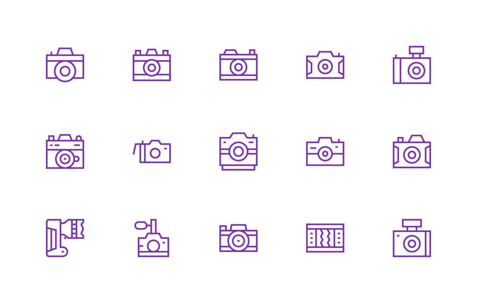 Shutter Icon Set with 15 Regular Line Graphics Essential Icon Collection vector