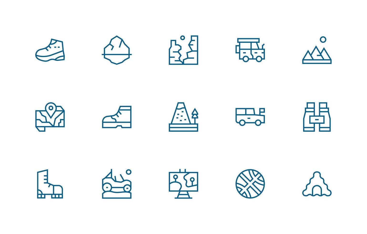Regular Line Icons from Terrain Set with 15 Vectors Simple Icons for Interface and Wireframes