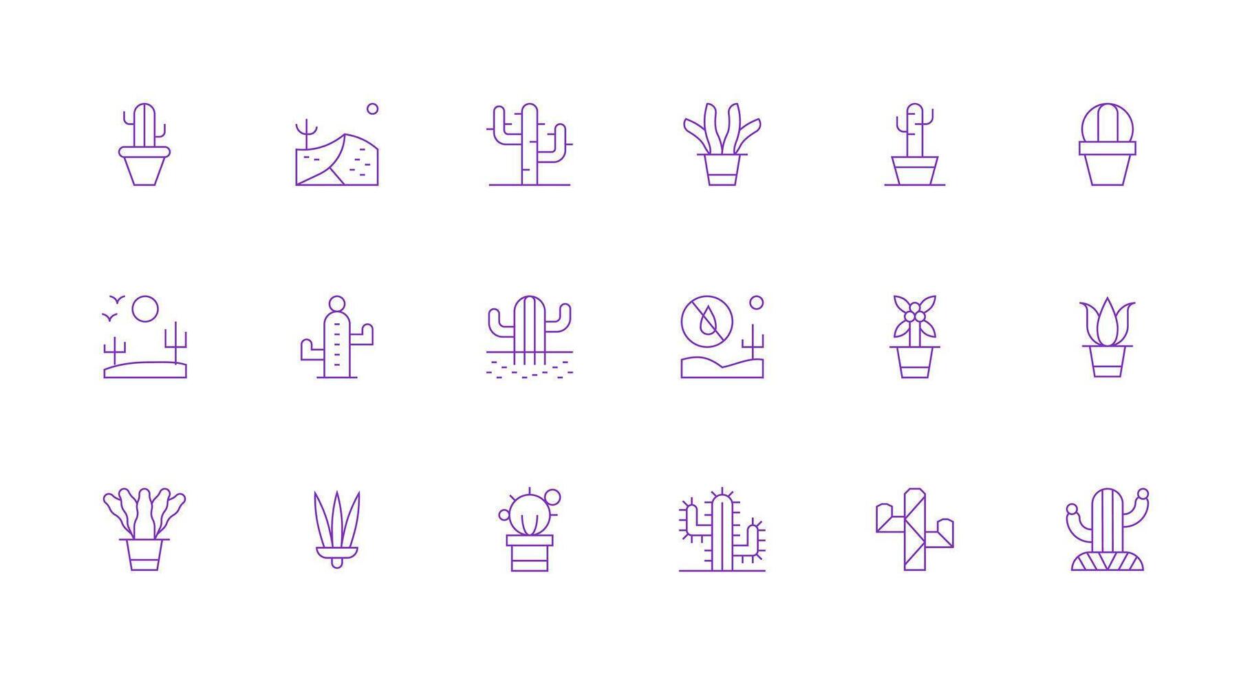18 Minimal Line Style Icons from Cactus Collection Essential Icon Set for Teams vector