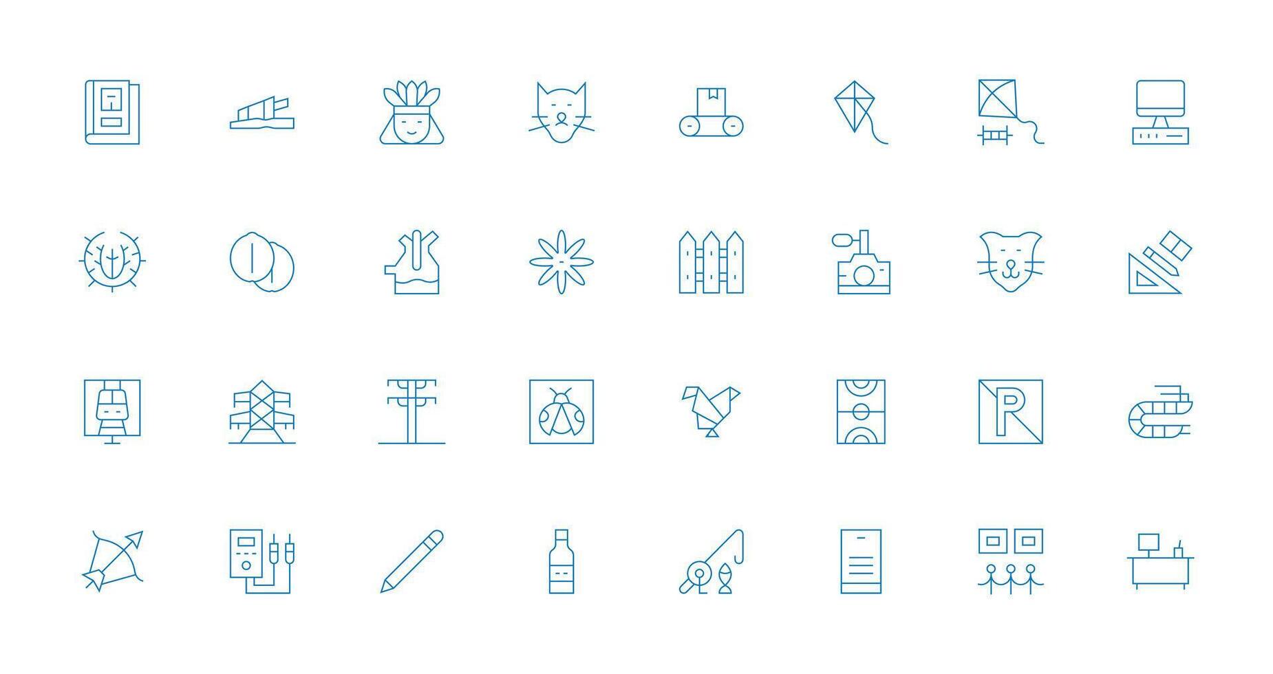 Line Icon Set with 32 Thin Line Graphics Basic Icon Series vector