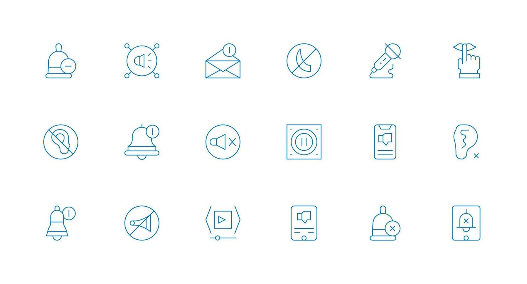 Mute Set with 18 Minimal Line Icons Icons Built for Visual Consistency Pack vector