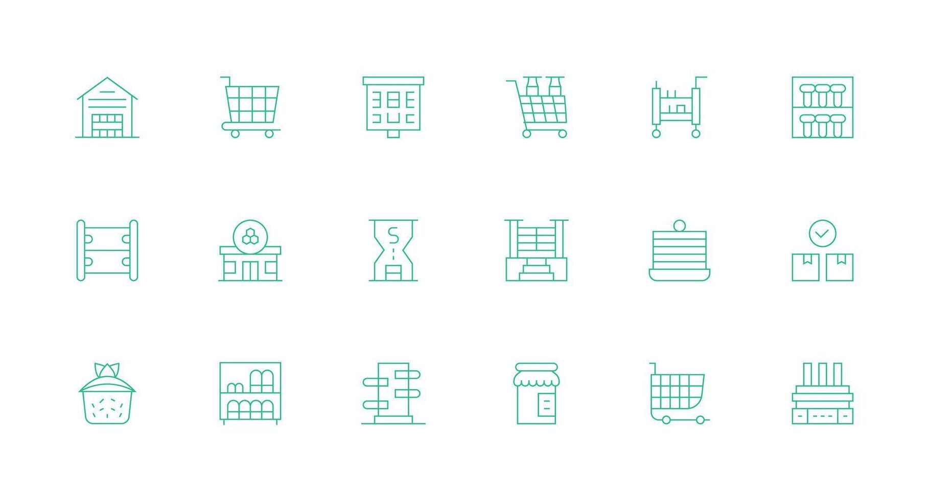 18 Icons for Products in Minimal Line Format All Device Compatible Icon Set vector