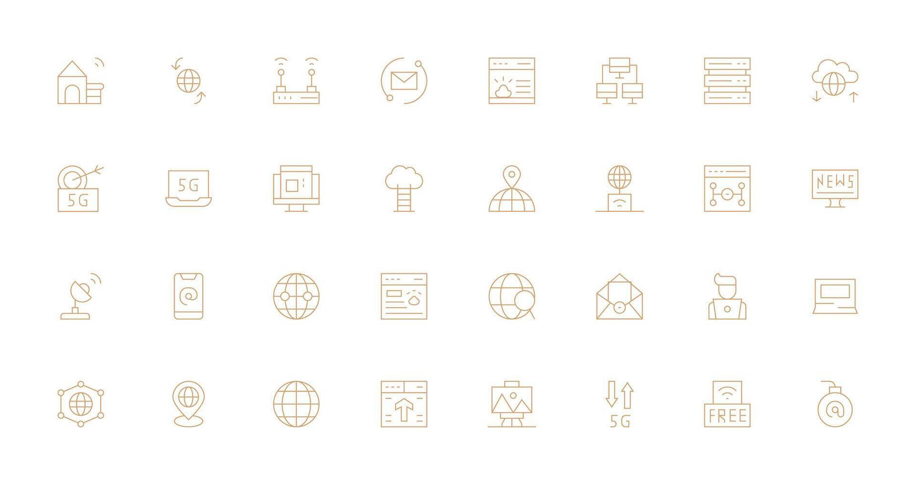 32 Icons for Internet in Thin Line Format High-Resolution Icons for Any Platform vector