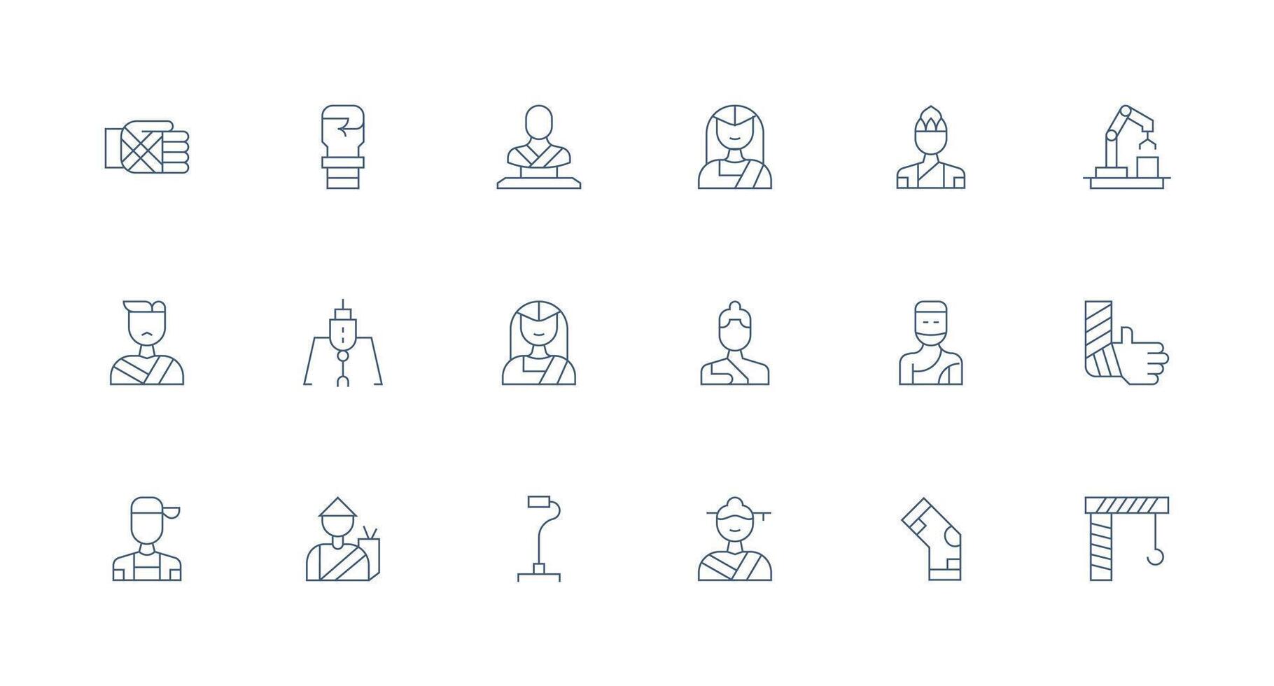 Arm Design Icons featuring 18 in Minimal Line Style Multi-Style Icon Collection vector