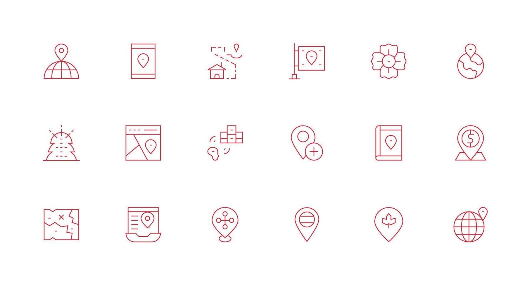 Coordinates Set with 18 Minimal Line Icons Neatly Designed Icons for Web Platforms vector