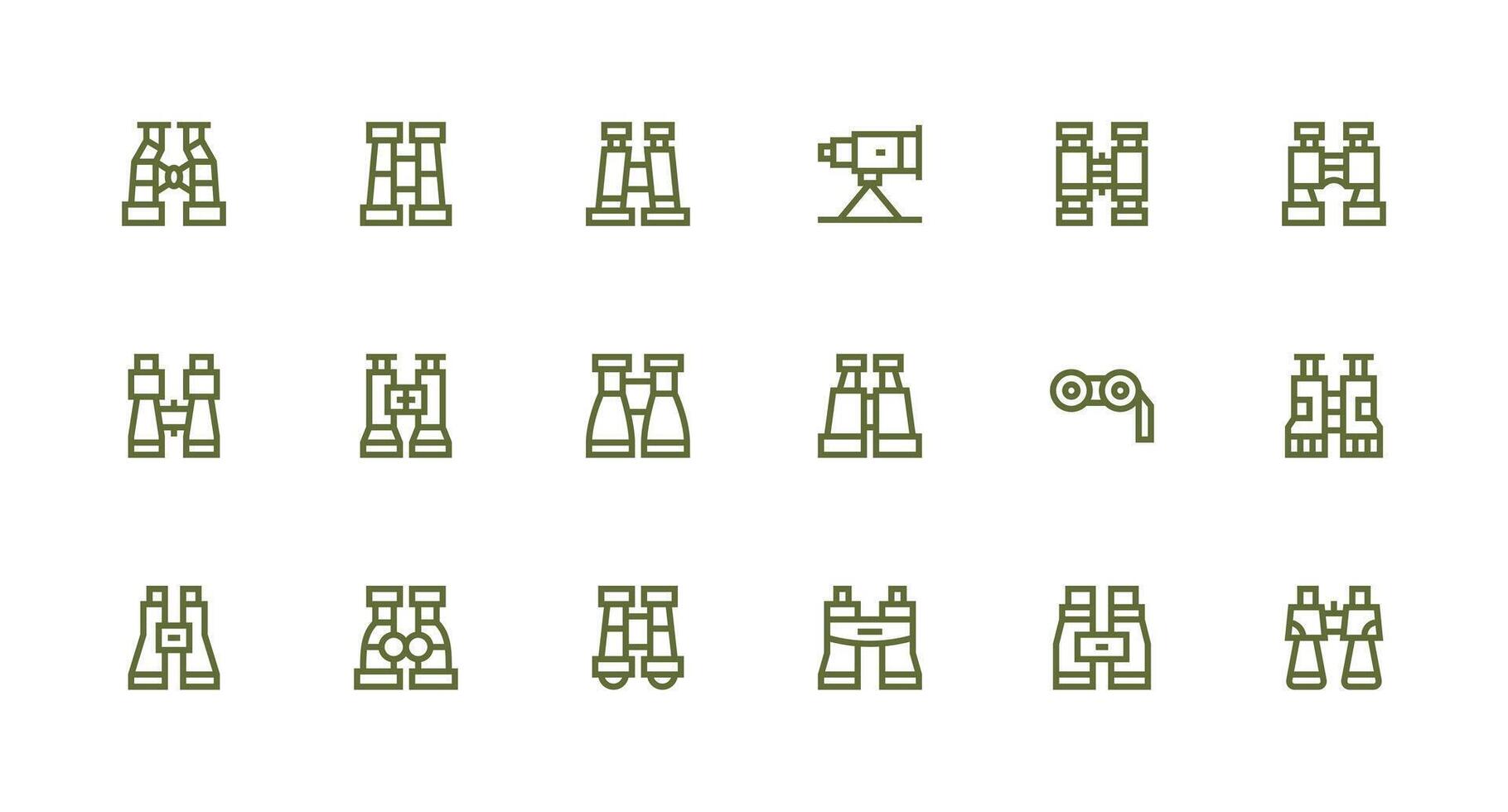 18 Strong Stroke Line Style Icons from Spotting Scope Collection Dashboard Icon Series vector