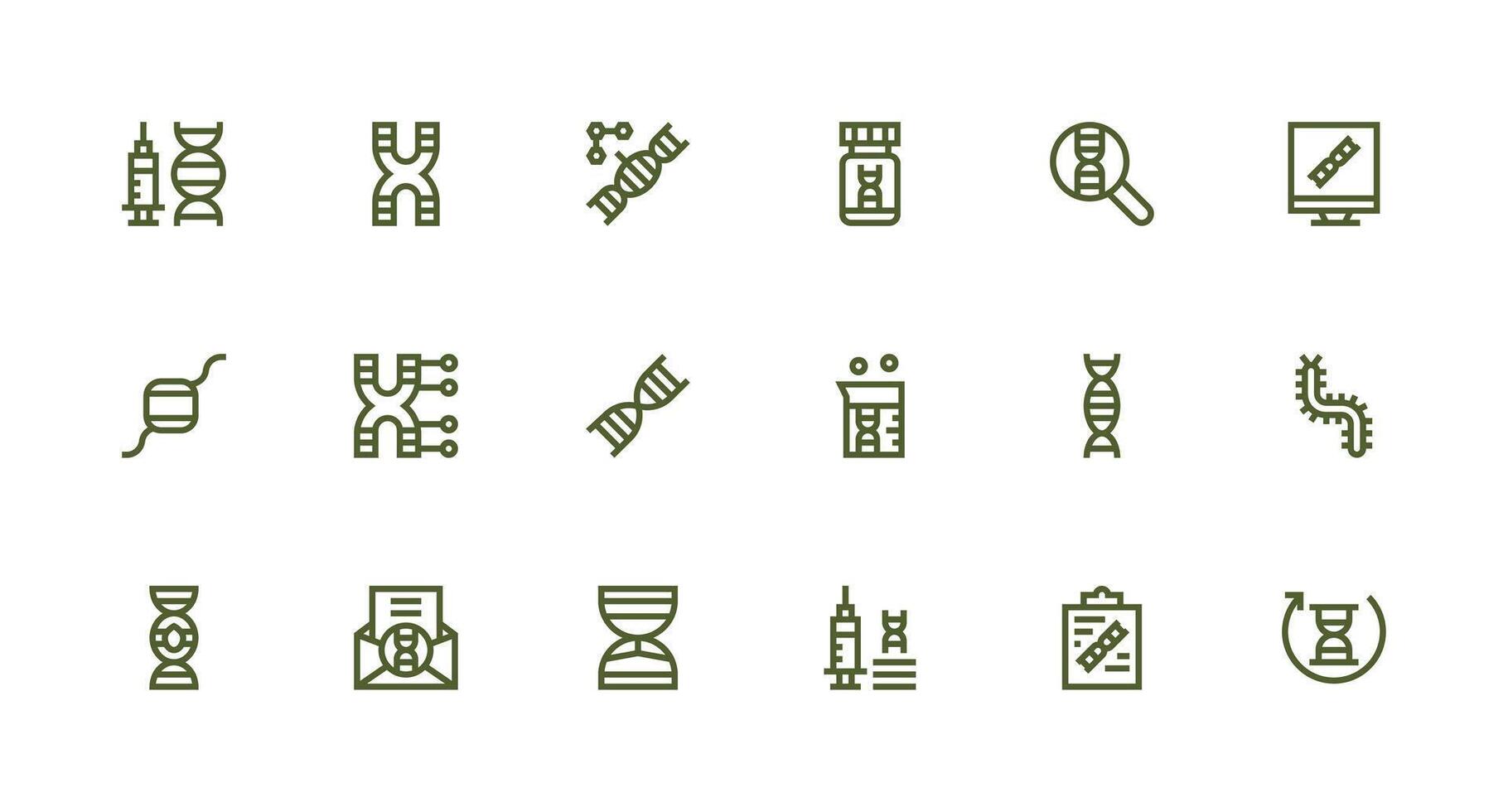 Gene Icon Set with 18 Strong Stroke Line Graphics Simple Icons for Interface and Wireframes vector